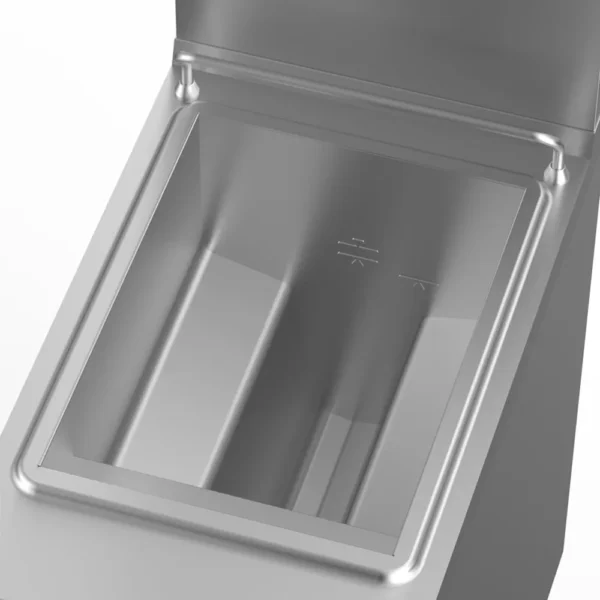 002-DETAIL_CUVE_Y-700-big.webp Gasfritteuse mit 2 „Y“-förmig angeordneten Frittierbehältern (2 × 15 Liter), Außenbrennern, auf einem Unterschrank
