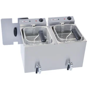Elektrische Tischfritteuse, 2 x 8 Liter + Ablasshahn