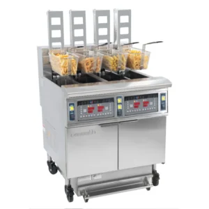 Elektrische Fritteuse mit automatischem Entleerungsmechanismus und Filterung, 4 × 12 Liter, 17 + 17 kW